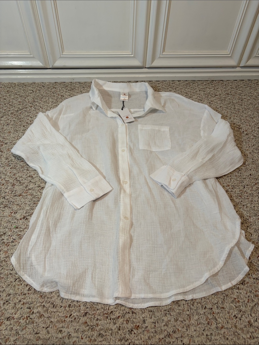 Shade & Shore White Lightweight Button-Front Swim Coverup